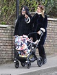 Noel Fielding and Lliana Bird take daughter Dali out for a walk