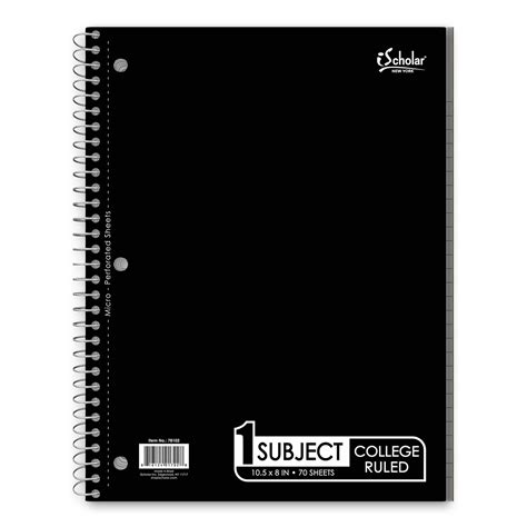 Ischolar 1 Subject Notebook 105 X 8 College Rule 70 Sheets Black