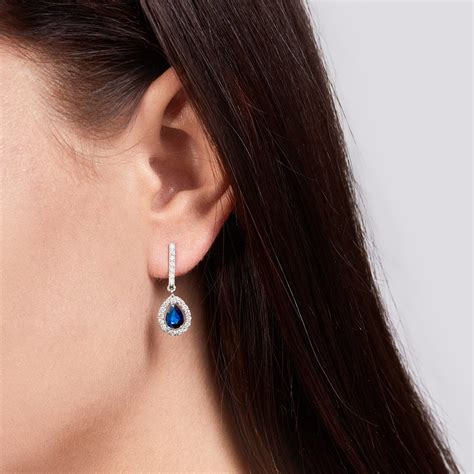 Fine White Gold Earrings With Sapphires And Diamonds KLENOTA