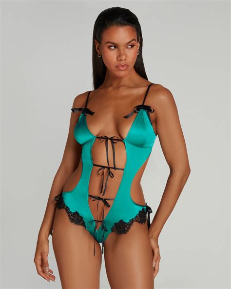 Zuriel Playsuit In Teal Black By Agent Provocateur Patest