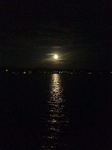 The Moon Over The Lake Lake Celestial Sunset