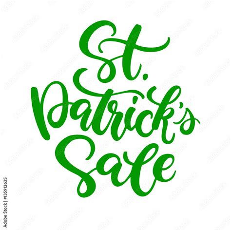 St Patrick S Day Sale Lettering Vector Green Holiday Discount Poster