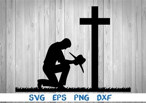 Cowboy Kneeling Praying Picture Silhouette Svg Png Eps Etsy