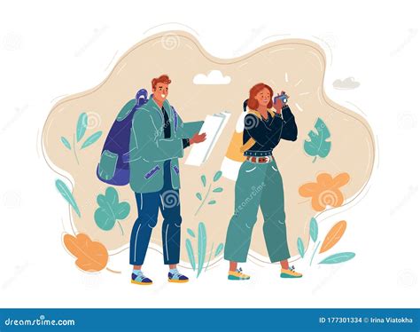 Young Couple With Travel Bag And Map Traveling Stock Vector