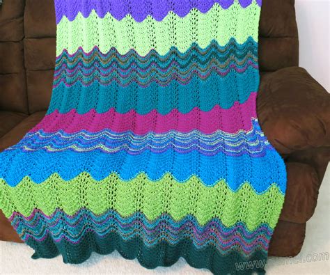 Free Knitting Pattern Michelle Wavy Ripple Afghan Throw