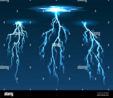 Vector Lightning Electric Sparks And Thunderbolt Electricity Effects