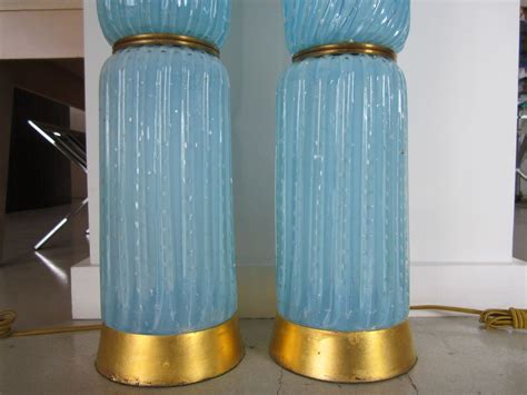 Pair Of Turquoise Blue Murano Glass Lamps At Stdibs