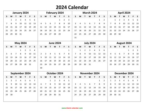 Free Printable Blank 2024 Calendar
