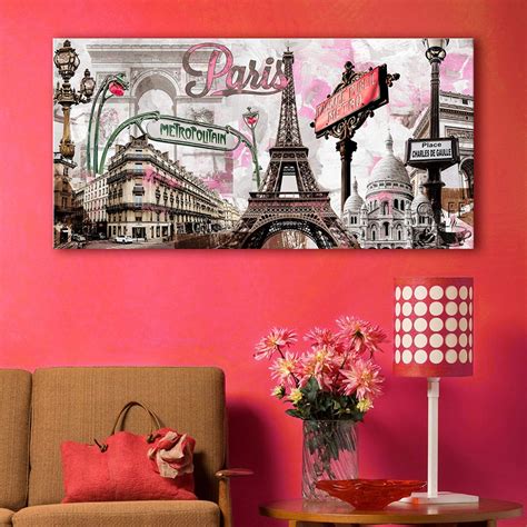Decor Mi Modern Wall Art Pink Paris Eiffel Tower Bedroom