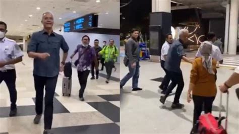 Viral Ganjar Pranowo Lari Lari Di Bandara Medan Petugas Sampai Ngos