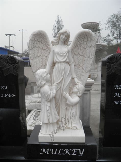Hand Carved White Stone Angels Marble Statues For Decoration Bronze