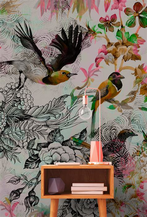 Walls By Patel Wallpaper Funky Birds 1 Architonic