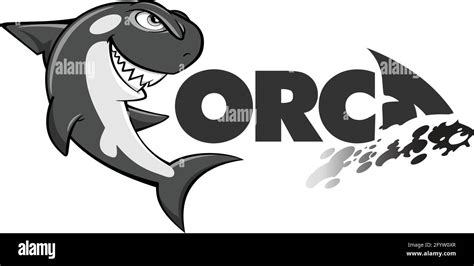 Dibujo De Caricatura De Orcas Con Logo Ilustración Vectorial Imagen