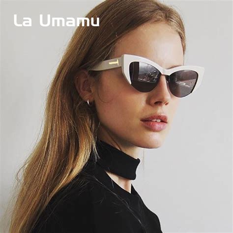 Luxury Brand Designer Cat Eye Sunglasses Women Sexy Vintage White Glasses Girl Semi Rimless
