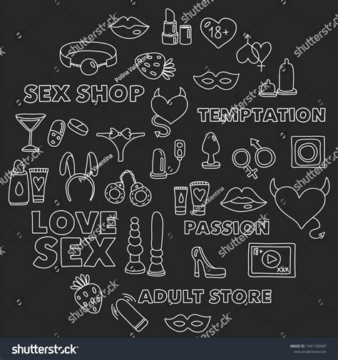 Vector Set Sex Shop Icons Erotic Stock Vector Royalty Free 1341105947
