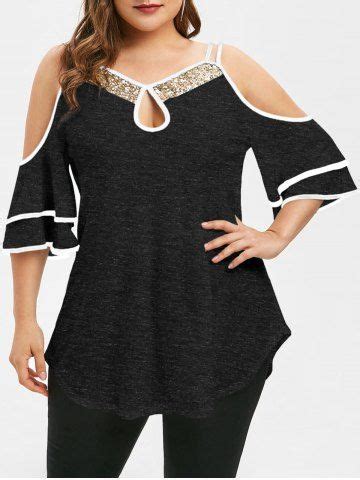 39 OFF Plus Size Raglan Sleeves Stripes Two Tone T Shirt Rosegal