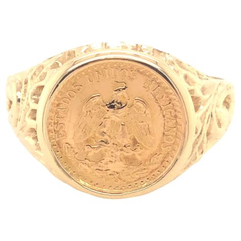 Dos Pesos Gold Coin Ring In 10k Yellow Gold At 1stdibs Dos Y Medio