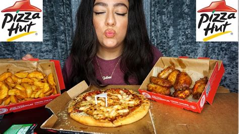 Pizza Hut Mukbang Pizza And Wings Youtube