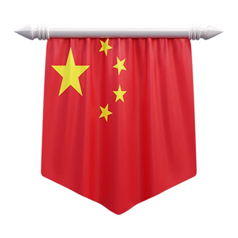 China National Flag Set Illustration Or 3d Realistic China Waving