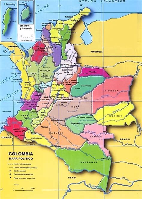 Mapa De La División Político Administrativa De La República De Colombia