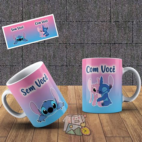 Artes Para Caneca Stitch E Angel Mockup Elo