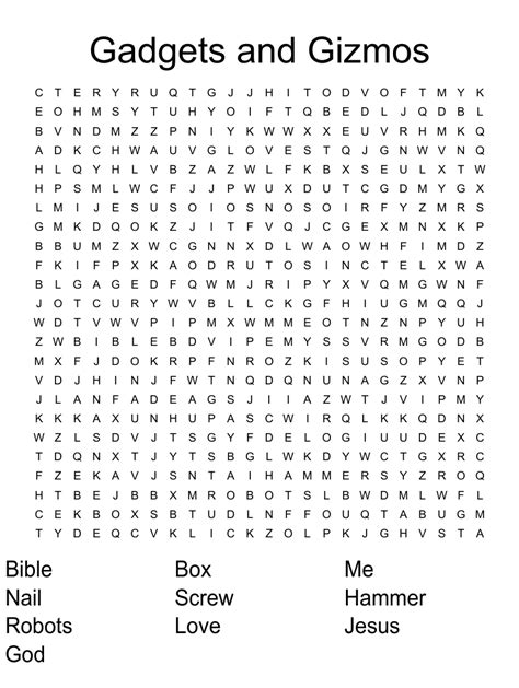 Gadgets And Gizmos Word Search Wordmint