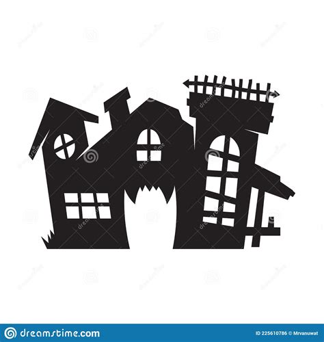 Ghost House Vector Ghost Castle Silhouette For Decorating Halloween