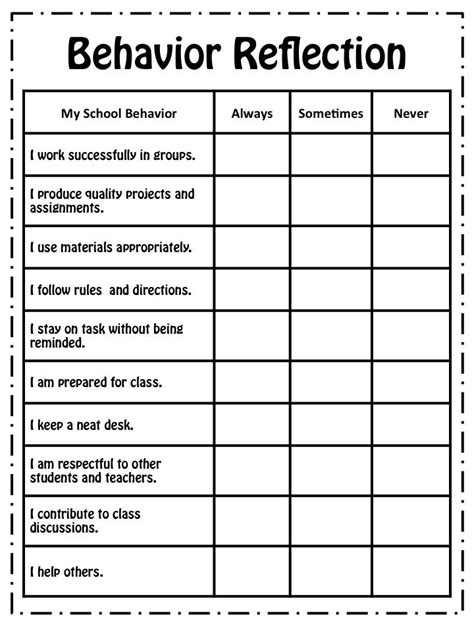 Printable Behavior Worksheets