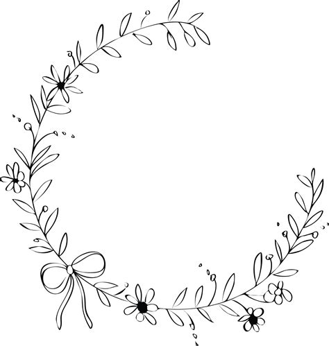 clip art doodle wreath floral wreath clipart black and white hd png my xxx hot girl