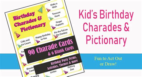 90 Printable Birthday Charades Cards Kids Birthday Party Etsy