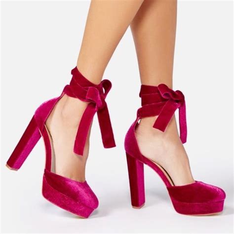 Justfab Shoes Pink Platform Heels Bow Ankle Tie So Fun Color