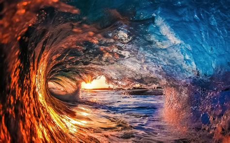 Download Wallpapers Beautiful Wave Sunset Water Concepts