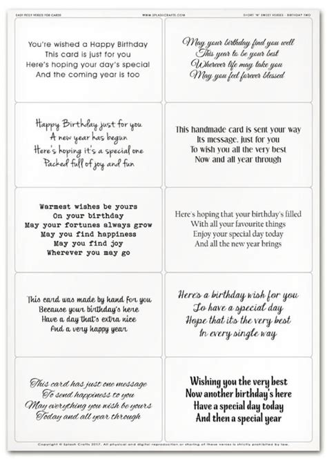 Free Printable Birthday Card Verses Free Printable Templates