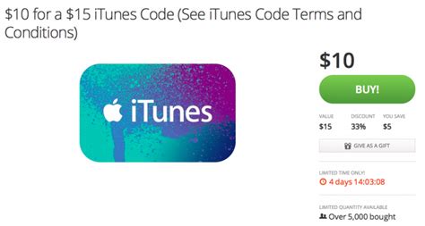 The us itunes code will be delivered online to your email and customer account. Groupon offering $15 iTunes Gift Cards for $10