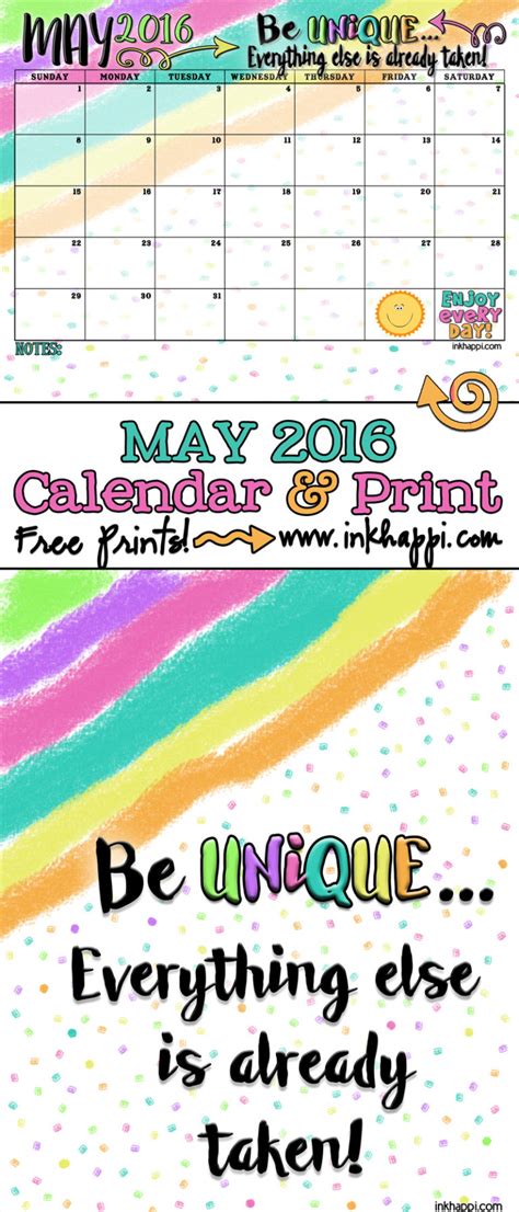 May 2016 Calendar And Print Inkhappi