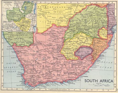 Vintage South Africa Map Cape Province Original Vintage Atlas