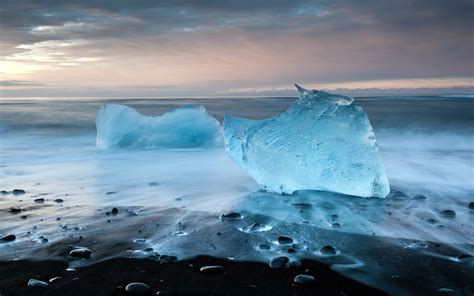 Iceberg Beach Stones Ice Landscape Wallpapers Hd Desktop And