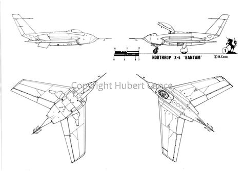 Drawing Northrop X 4 Bantam Original Art By Hubert Cance Scale