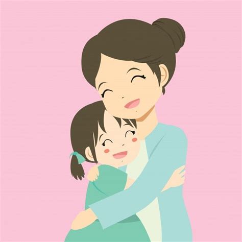 Una Madre Abrazando A Su Hija Vector Pre Premium
