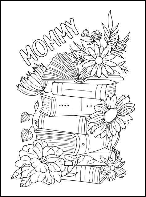 Mothers Day Adult Coloring Pages 18865896 Vector Art At Vecteezy