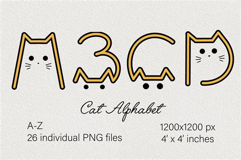 Cats Alphabet Cute Abc Abstract Lettering Cartoon Letters By