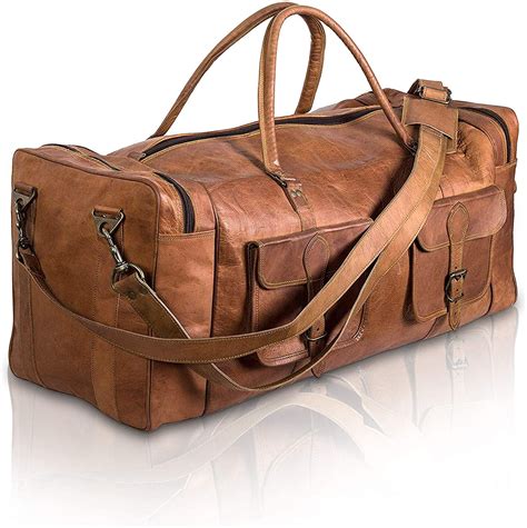 Leather Duffel Bag Inch Large Travel Bag Gym Sports Overnight