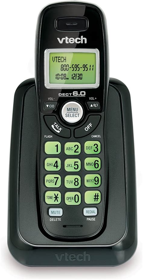 vtech dect 6 0 single handset cordless phone with caller id green backlit keypad and display
