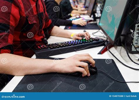 Gamer Playing On Pc Stock Photo Image Of Game Arena 154875588