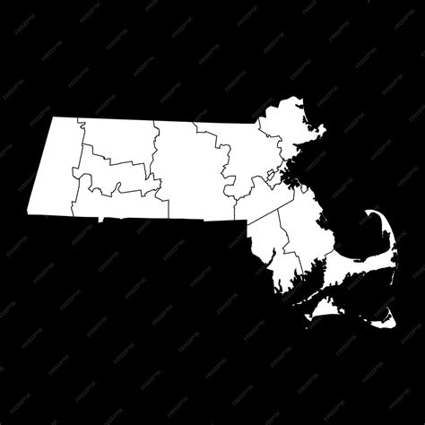 Premium Vector Massachusetts State Map With Counties Vector Illustration