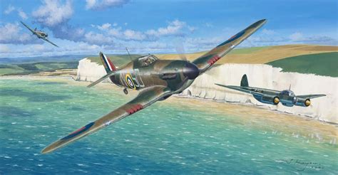 Original Aviation Art Hawker Hurricane Battle Of Britain Oil Painting
