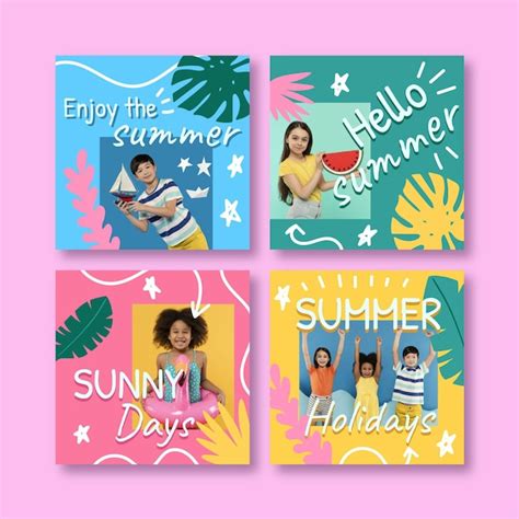 Free Vector Hand Drawn Summer Instagram Posts Collection