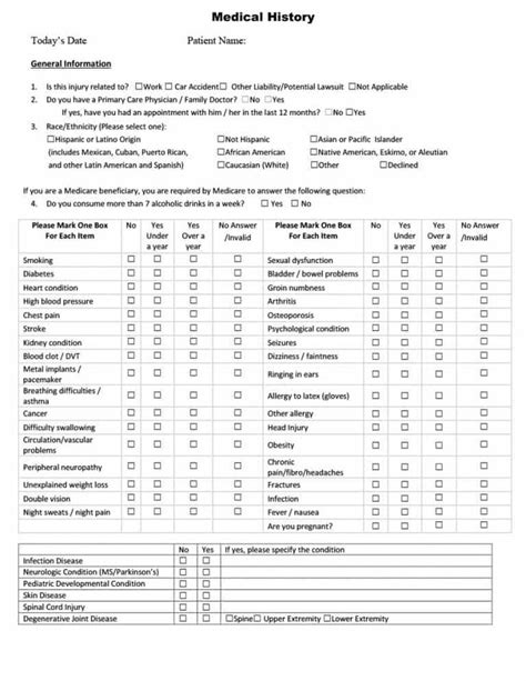 67 Medical History Forms Word Pdf Printable Templates Medical