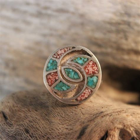 Vintage Navajo Sterling Silver Turquoise Coral Ring Native American