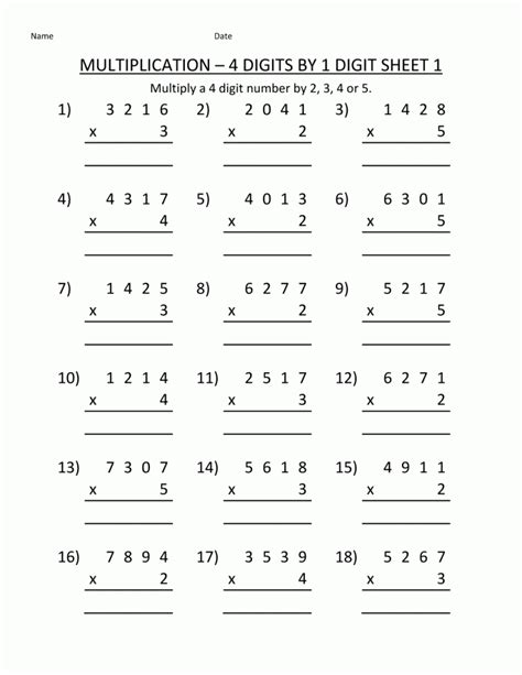 4th Grade Multiplication Worksheets Best Coloring Pages For Kids